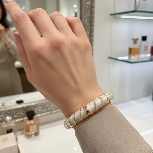 Ivory Pearl Swirl Enamel Bracelet