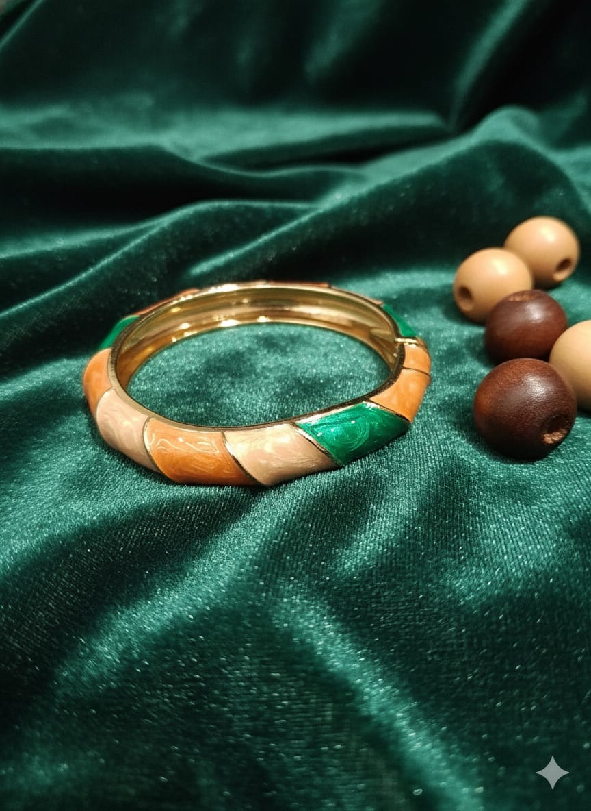 Tropical Mosaic Enamel Bangle Bracelet