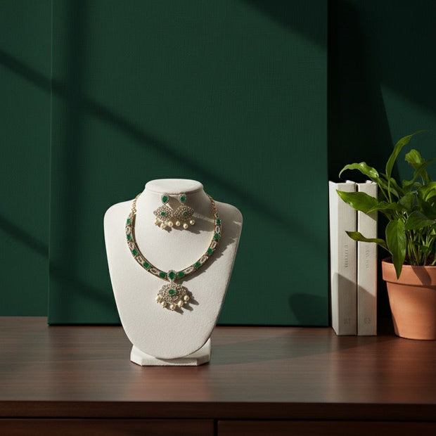 Emerald Radiance Gold-Plated Necklace Set