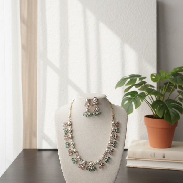Pastel Grace Pearl Drop Necklace Set